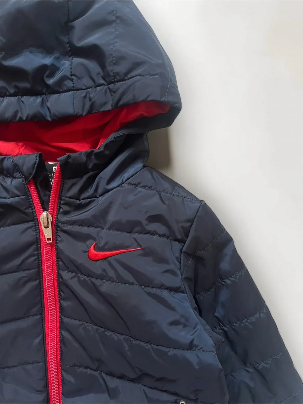 NIKE EUC/LN Navy Quilted Lightweight Insulated Hooded Puffer Jacket